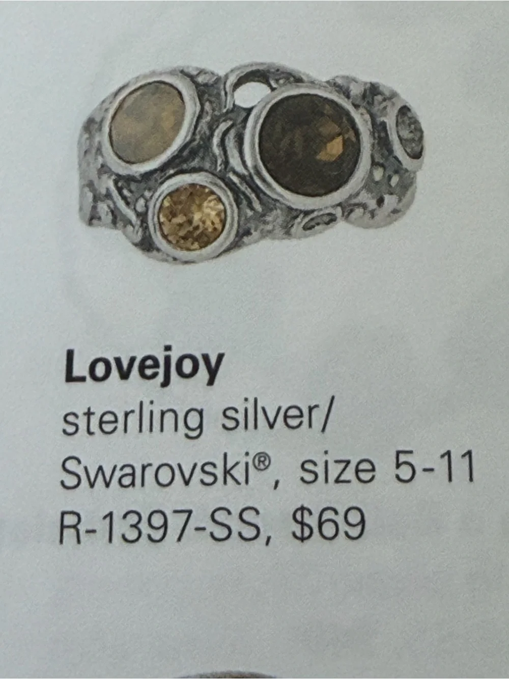 Grace & Heart LOVEJOY Ring .925 SS Swarovski Multi Stones Jewelry R1397 Size 5